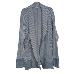 Poetry Ribbed Cardigan Womens Size 16/18 Blue 100% Cotton Open Front Sweater